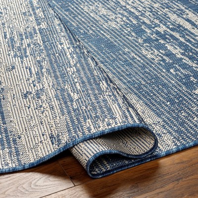 Ravon Navy and Beige Polypropylene Indoor/Outdoor Area Rug 5'3" x 7'
