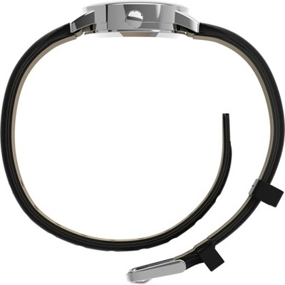 Women's Timex Easy Reader  Watch with Leather Strap - Silver/Black T2H331JT