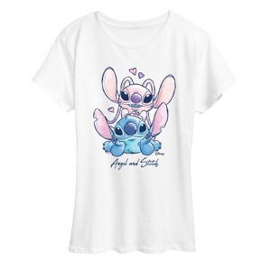 Women's - Disney Jr - Angel And Stitch Short Sleeve Graphic T-Shirt - 1 of 4