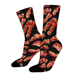 Bacon Women Printed Crew Socks Funny Funky Socks Soft Polyester Novelty Gifts for Artists Men - 1 of 1