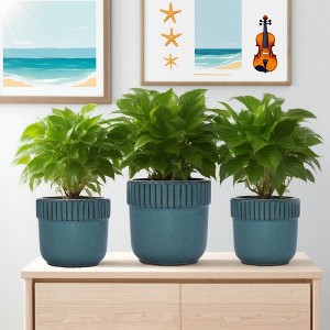 SpassWay 15" Dia Outdoor Indoor Ceramic Planter Pot Decorative Planter with Drainage Hole Patio Flower Pot - 1 of 4