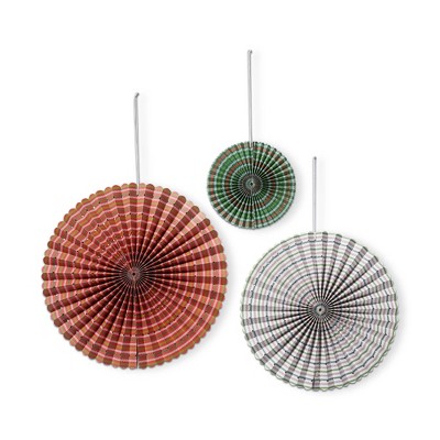 tag Festive Stripe Paper Fan Decor S/3