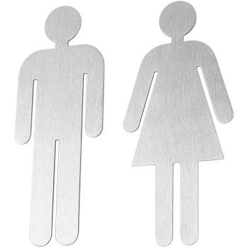 Bamodi Toilet Signs for Ladies & Gents - Set of 2 Self-Adhesive Stainless Steel Door Signs - 4.3"x2"Matte Finish - Easy to Apply.