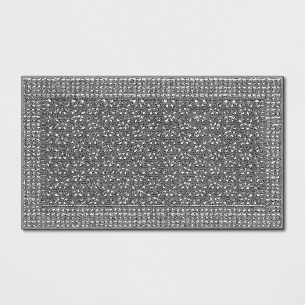 1'8"x2'10" Washable Geometric Border Tufted Accent Rug Radiant Gray - Threshold™: Indoor Entryway Mat, Skid-Resistant