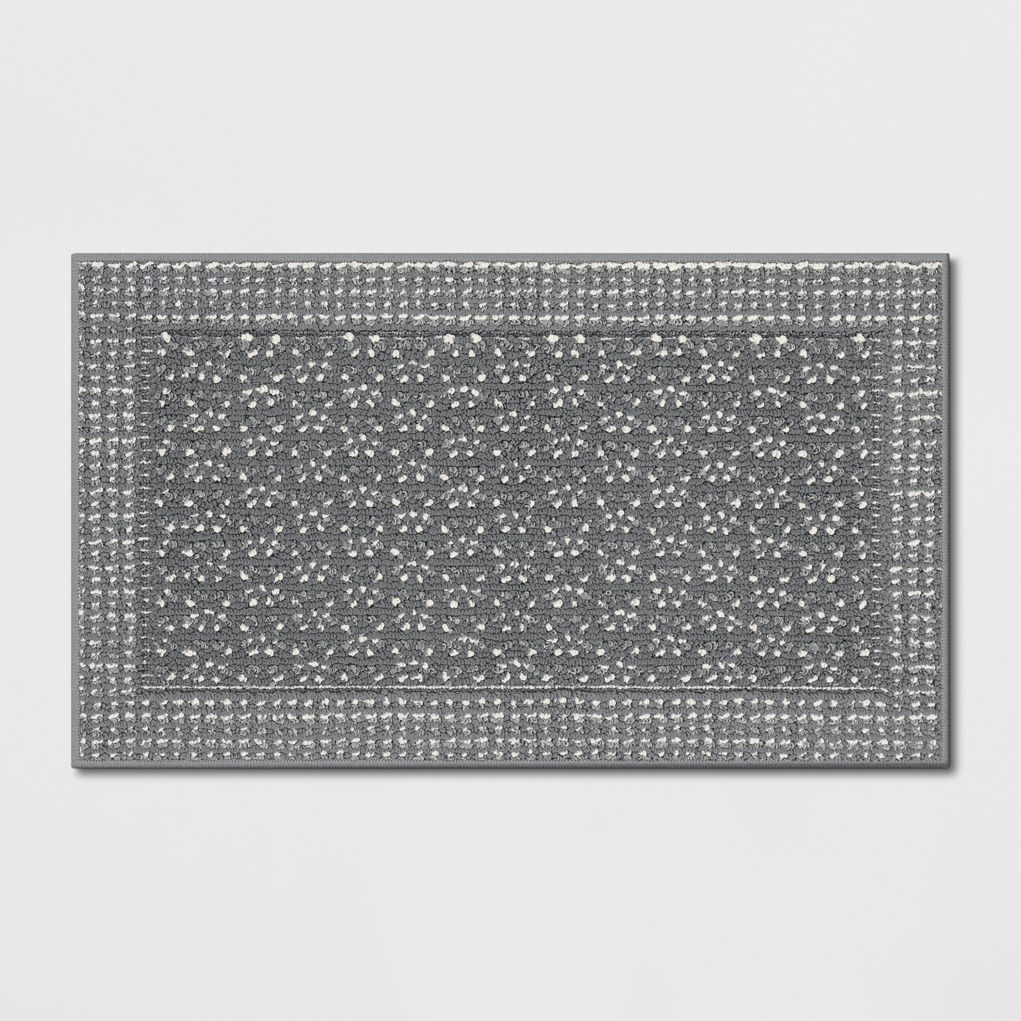 1'8"x2'10" Washable Geometric Border Tufted Accent Rug Radiant Gray - Threshold™