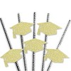 Big Dot of Happiness Gold Glitter Grad Cap Party Straws - No-Mess Real Gold Glitter Cut-Outs & Decorative Graduation Party Paper Straws - Set of 24 - 3 of 4