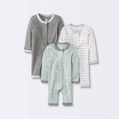 Image of Baby 3pk Basic Romper - Cloud Island™ Gray Preemie