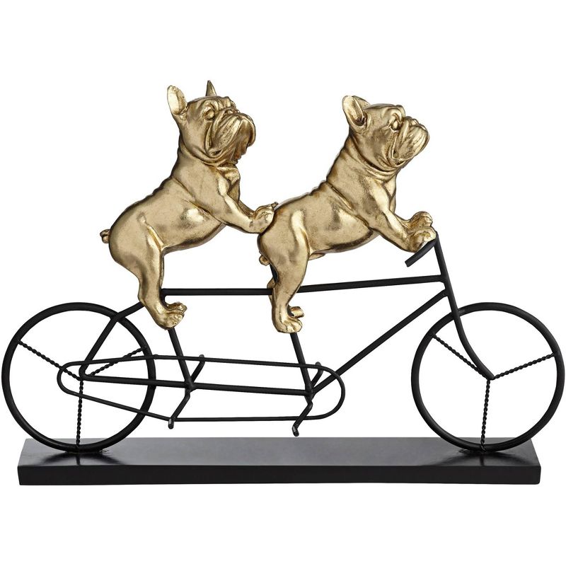 Studio 55D Bulldogs on Bicycle 15 3/4" Wide Gold Sculpture, 3 of 7