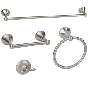 Itopfox 4 Piece Bathroom Hardware Set Brushed Nickel Includes 24 Inch Adjustable Towel Bar Toilet Paper Holder Towel Ring and Hook - 1 of 4