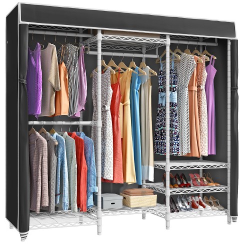 Portable Closet Storage Organizer Clothes Wardrobe Shoe Clothing Rack Shelf  Dustproof Non-woven Fabric,Quick and Easy to Assemble