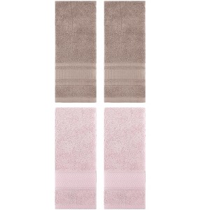 REGALWOVEN 4 Pcs Bathroom Decorative Cotton Soft Absorbent Sold Striped Hand Towel - 1 of 4