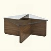 KIGFTSOD Mid-Century Modern Square Glass Coffee Table, Wooden Antique Square Center Cocktail Table with Tempered Glass Top for Living Room - 4 of 4