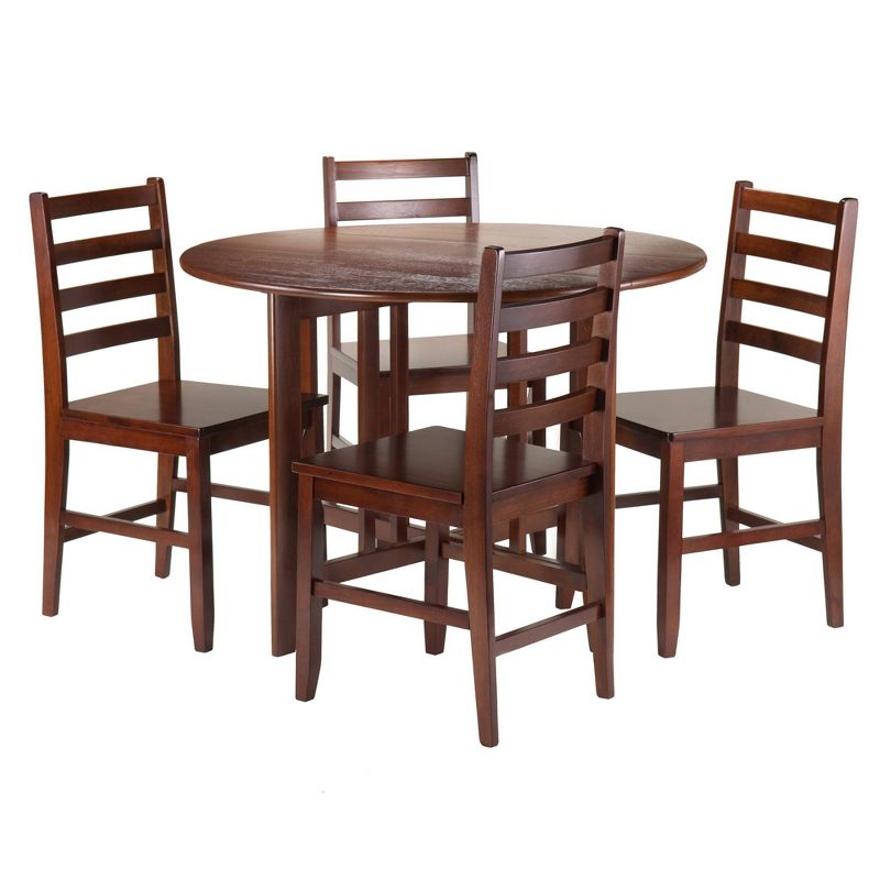 5pc Alamo Drop Leaf Dining Set with Ladder Back Chairs Wood/Walnut - Winsome, 1 of 10