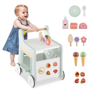 KTMBDW 2-in-1 Baby Walker with 8 Fun Activities (Dessert Sorter/Adjustable Clock/Maze) + Side Shop Window (Role Play)for 10-12 Months 1 2 3 Years Old - 1 of 4