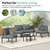 CAVINAS Outdoor Couch Sets with 2 High and Low Coffee Tables, Wicker Patio Furniture Set, Modern Patio Sofa Set for Backyard - 2 of 4