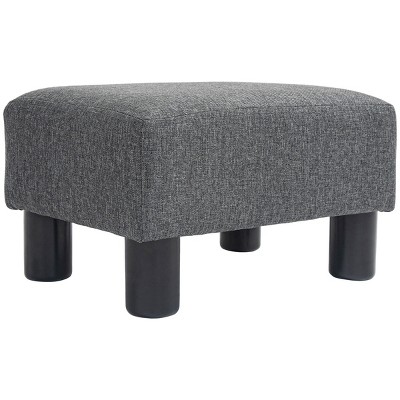 GlasFlength Ottomans and Benches Ottoman Foot Rest Small Foot Stool with Linen Fabric Upholstery Simple for Living Room, Gray, 16.9"*13.4"*6.7"