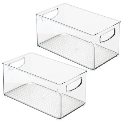 mDesign Plastic Crafting Storage Organizer Bin with Handles - 2 Pack - Clear