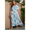 Coolmee Womens Plus Size Dress Summer Boho V Neck Wrap Maxi Dress High Waist Ruffle Casual Dress with Belt - 4 of 4