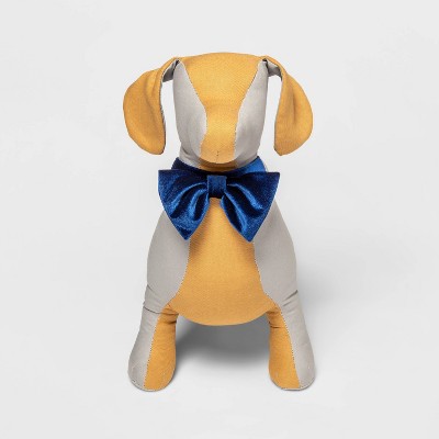 Velvet Dog Collar with Bow Collar Slide - Centennial Blue - Boots & Barkley™