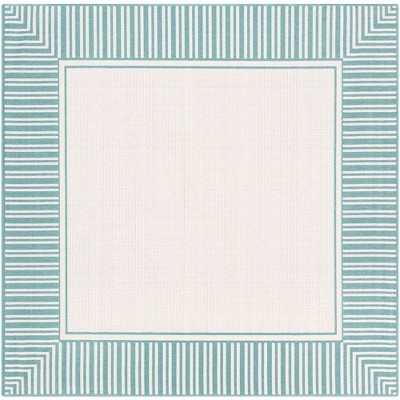 Mark & Day Balgonie 7'3"x7'3" Square Woven Indoor and Outdoor Area Rugs Teal: Stain-Resistant, Pet Friendly, Classic Patterns