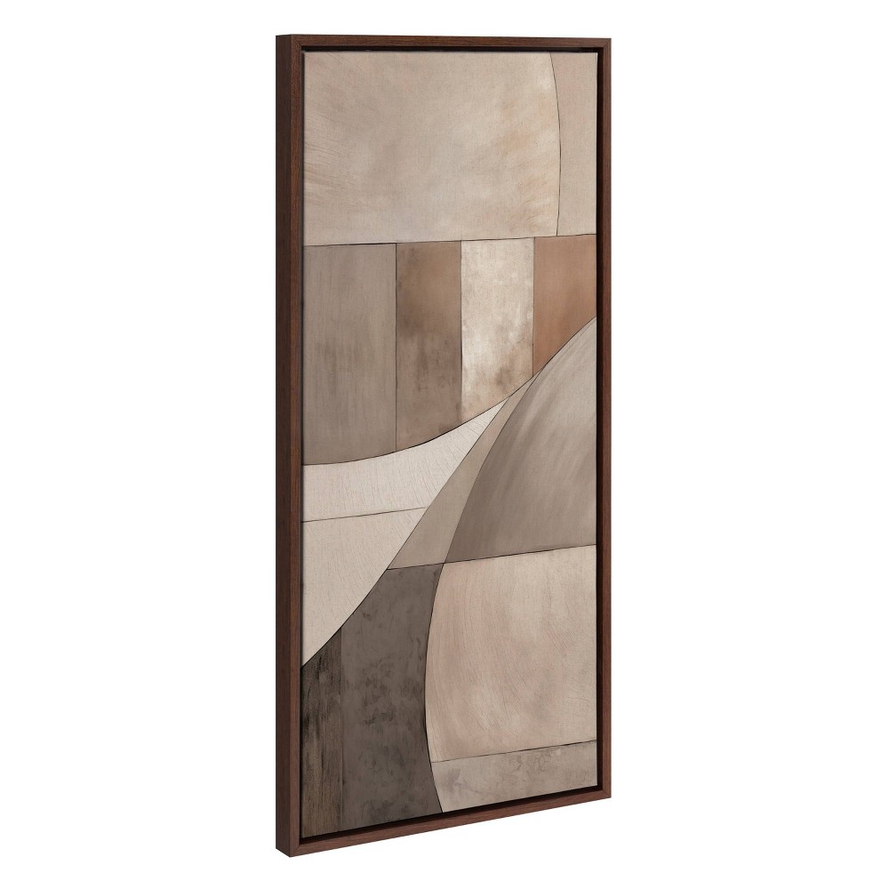 Photos - Other Decoration Kate & Laurel All Things Decor 18"x40" Sylvie Curved Grid Abstract on Neutral Linen Framed Canvas by The Creative Bunch Stud