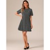 INSPIRE CHIC Women's Short Sleeve Plaid Tweed Zipper Button Casual Mini Dress - 3 of 4