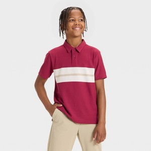 Boys' Printed Striped Polo Shirt - All In Motion™ - 1 of 3