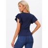 Allegra K Women's Summer V Neck Ruffle Sleeve Casual Faux Wrap Blouse - 3 of 4