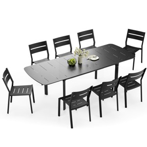 Crestlive Products Aluminum 9pc Extendable Patio Dining Set with Butterfly Leaf Rectangular Extension Table Expandable Outdoor Table with chairs - 1 of 4