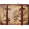 Vintiquewise Old World Map Leather Vintage Style Suitcase with Straps, Set of 2 - image 4 of 4