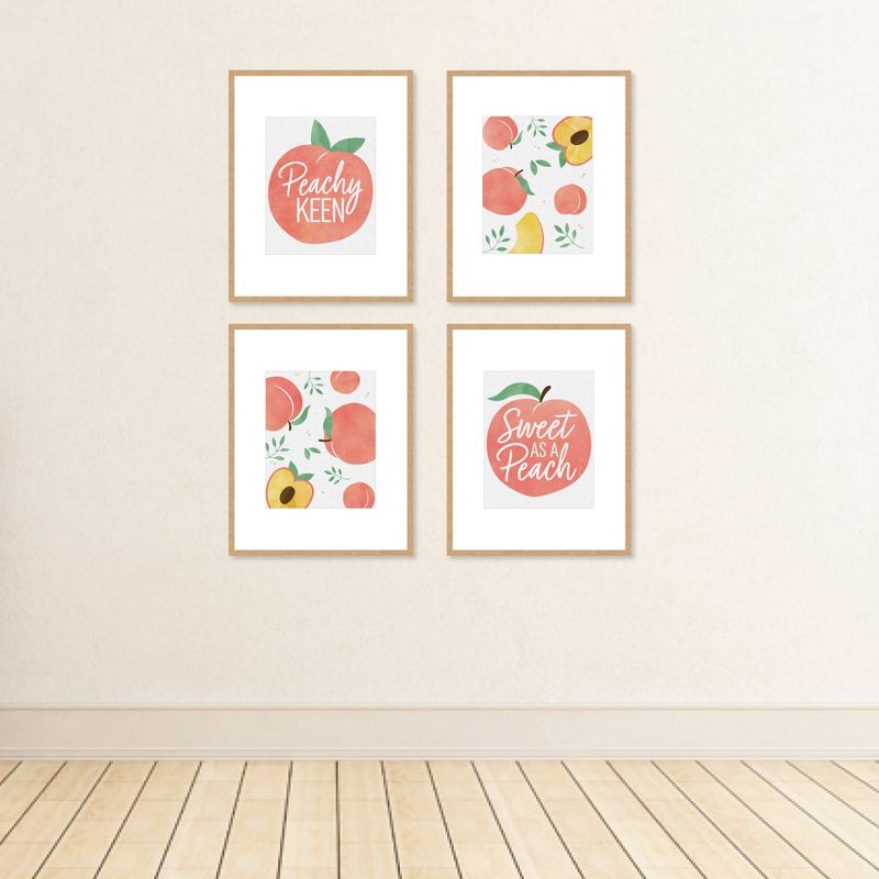Big Dot of Happiness Sweet as a Peach - Unframed Fruit Kitchen Linen Paper Wall Art - Set of 4 - Artisms - 8 x 10 inches, 3 of 8