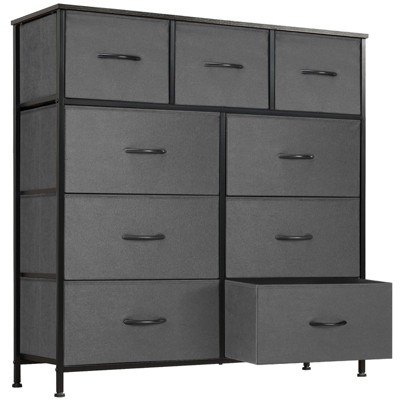 INFURNIC Utility Storage Cabinets 9 Drawer Multi-Functional Tall Dresser Ideal for Organization in Kids Rooms and Beyond, Gray, 39.3"*11.8"*39.9"