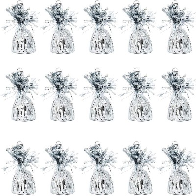 15 Packs Silver Metallic Wrapped Balloon Weights Heavy Solid for Helium Balloons Birthday Party Wedding Baby Shower Graduation Decoration