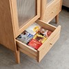 Dolonm Solid Oak Storage Cabinet with Vintage Glass Door and Brass Handle, 2 Shelves- Free-Standing Corner Design for Living Room - 3 of 4