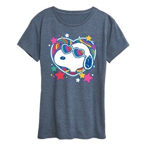 Women's - Peanuts - Snoopy Groovy Heart Short Sleeve Graphic T-Shirt - 1 of 4