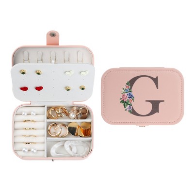 Unique Bargains Letter Travel Women Girls Birthday Gifts Portable PU Leather Jewelry Storage Display Holder