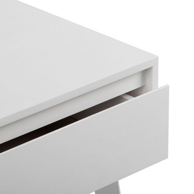 White Modern Solid Wood Nightstand with Storage Drawer