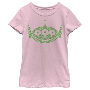 Girl's Toy Story St. Patrick's Day Little Green Men Shamrock Fill T-Shirt - 1 of 4