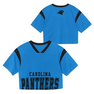 NFL Carolina Panthers Women's Short Sleeve Fashion Crop Jersey - 1 of 3