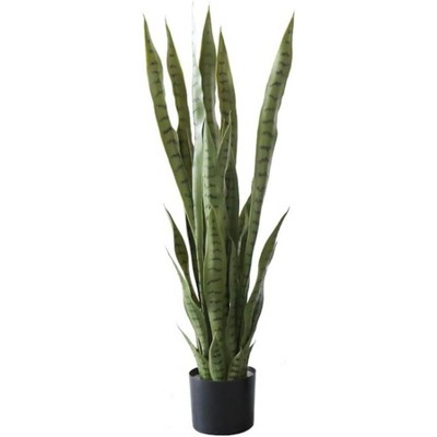 Artificial Snake Plant Potted Faux Sansevieria Trifasciata Plants, Tropical Fake Snake Plants in White Pots for Home Office Indoor Decor