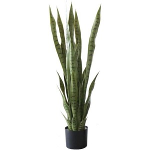 Artificial Snake Plant Potted Faux Sansevieria Trifasciata Plants, Tropical Fake Snake Plants in White Pots for Home Office Indoor Decor - 1 of 4