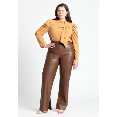 ELOQUII Slit Hem Faux Leather Pant