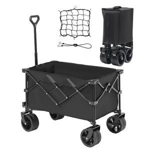 VEVOR Collapsible Folding Wagon, 113 L Beach Wagon Cart with All-Terrain Wheels, Heavy Duty Folding Wagon Cart Max 250 lbs with Drink Holders - 1 of 4