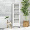 Teamson Home Roma Linen Tower Storage Cabinet With Glass Door And Drawer  White - Elegant Home Fashions : Target