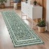 Scalloped Floral Rug Washable Non-Slip Boho Hallway Rug Soft Carpet for Kitchen, Bathroom, Laundry, Entryway - 3 of 4