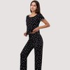 Anna-Kaci Lounge Women's Heart Print Pajama Set with Short Sleeve Lettuce Trim Top and Full-Length Pants - 2 of 4