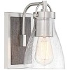 Minka Lavery Industrial Wall Light Sconce Nickel Shale Wood Hardwired 5 1/4" Fixture Clear Seeded Glass Shade for Bedroom Bathroom - 3 of 3