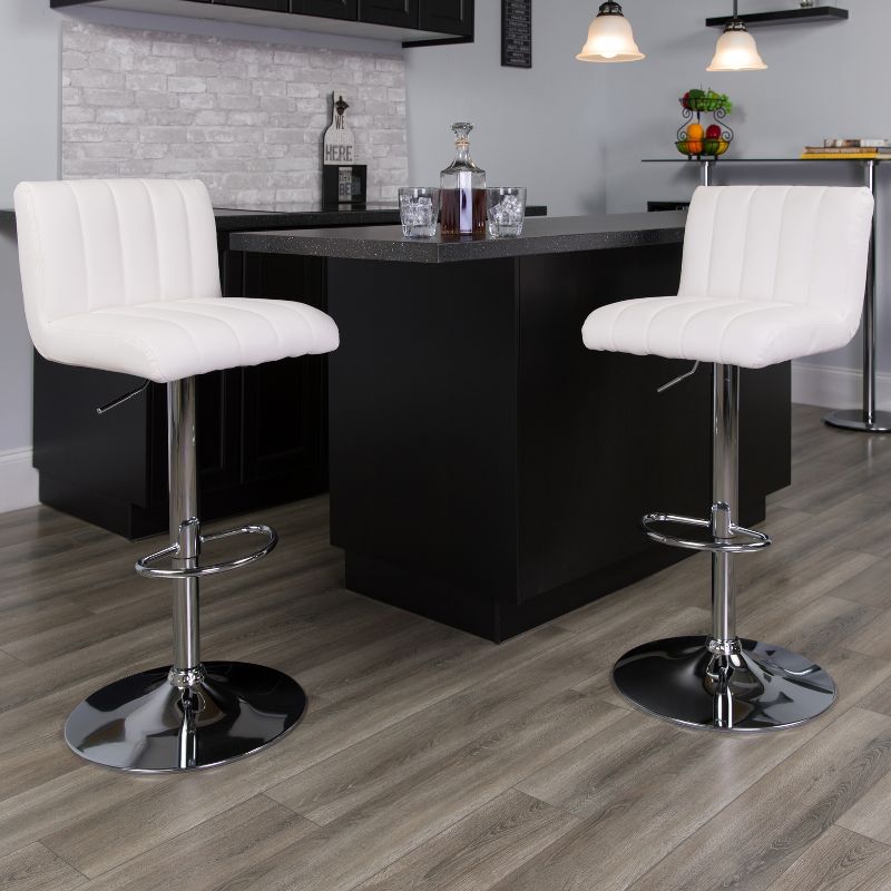 Flash Furniture Contemporary Vinyl Adjustable Height Barstool with Vertical Stitch Back/Seat and Chrome Base, 2 of 11