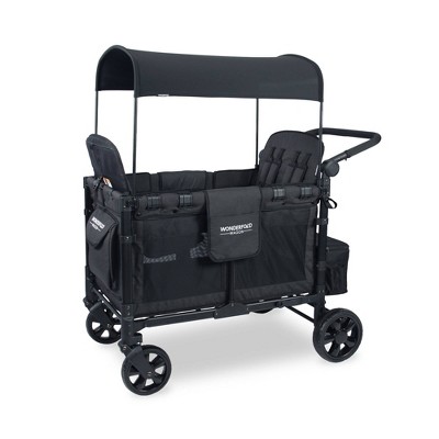 Image of WONDERFOLD W4 Elite Quad Folding Stroller Wagon - Black
