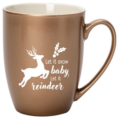 Elanze Designs Let It Snow Baby Let It Reindeer Bronze 10 ounce New Bone China Coffee Cup Mug